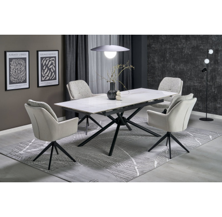 Jedálenský stôl VITORINO, efekt bieleho mramoru/čierna