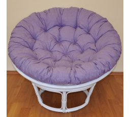 Ratanový papasan 100 cm biely, fialové odlesky