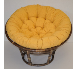 Ratanový papasan 115 cm hnedý - vankúš žltý