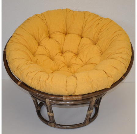 Ratanový papasan 115 cm hnedý - vankúš žltý