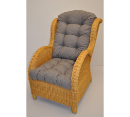 Ratanové kreslo Ear honey vankúš sivé zvýraznenia