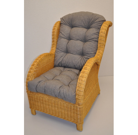 Ratanové kreslo Ear honey vankúš sivé zvýraznenia