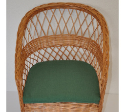 Vankúš na kreslo z vŕbového prútia - tmavozelená látka