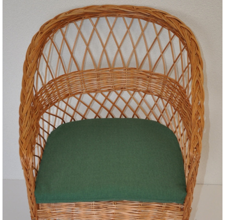 Vankúš na kreslo z vŕbového prútia - tmavozelená látka