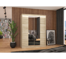 Posuvná skriňa so zrkadlom a LED osvetlením INESS 150 Sonoma+Sonoma