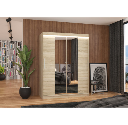 Posuvná skriňa so zrkadlom a LED osvetlením INESS 150 Sonoma+Sonoma