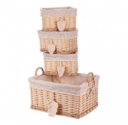 Koš proutěný - regálový, hranatý, cena za sadu 4 ks Koš proutěný - regálový, hranatý, cena za sadu 4 ks