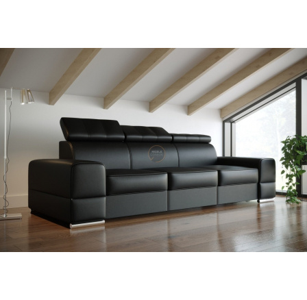 Kožená Sofa ROYAL III 295 cm - čierna koža
