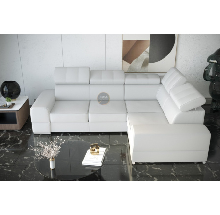 Rohová sedacia súprava ROYAL II 280×210 - biela eko koža, pravá