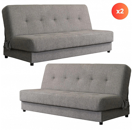 Sada 2x Rozkladacia pohovka ARUBA Sivá