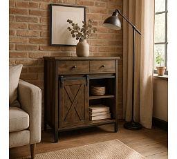 Komoda so zásuvkami COLE 70 cm Dub Rustikálny/Čierny