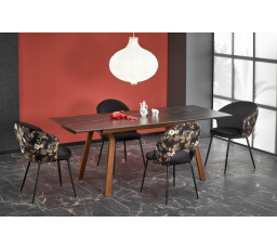 Jedálenský stôl LOZANO, efekt čierneho mramoru/orech