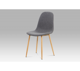 Jedálenská stolička, sivá látka-koža, kovový dub