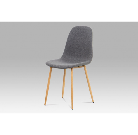 Jedálenská stolička, sivá látka-koža, kovový dub
