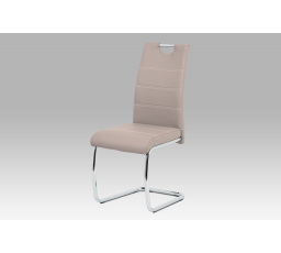 Jedálenská stolička, čalúnenie z ekokože v tvare hľuzovky, biele prešívanie, kovová hojdacia podnož, chr