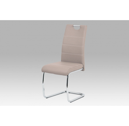 Jedálenská stolička, čalúnenie z ekokože v tvare hľuzovky, biele prešívanie, kovová hojdacia podnož, chr