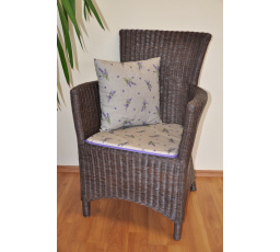 Ratanové kreslo Pluto hnedý vankúš levanduľa