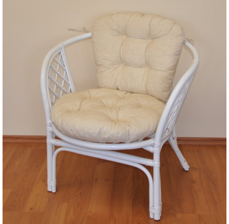Ratanové kreslo Bahama biely vankúš svetlo béžové zvýraznenia Ratanové kreslo Bahama biely vankúš svetlo béžové zvýraznenia