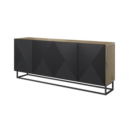 Komoda Asha 200, dub artisan/čierny mat