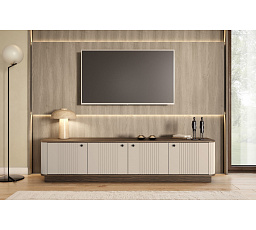 VESPER RTV 187 4D - kašmírová MDF / orech / čierne úchyty / sokel