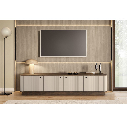 VESPER RTV 187 4D - kašmírová MDF / orech / čierne úchyty / sokel VESPER RTV 187 4D - kašmírová MDF / orech / čierne úchyty / sokel