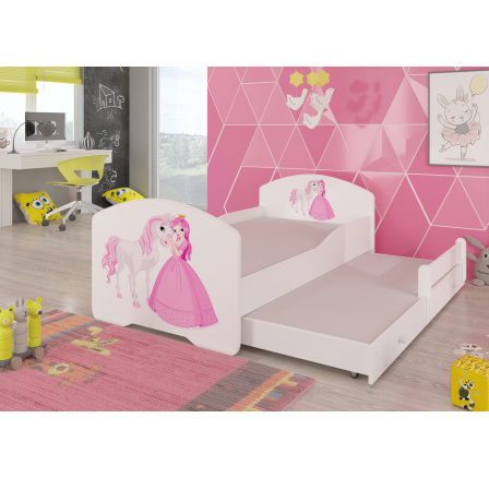 Dvojlôžko s matracmi PEPE II PRINCESS AND HORSE 160x80 Biela