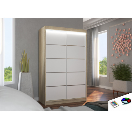 Posuvná skriňa s LED osvetlením BENISSO 120 Sonoma+Biela