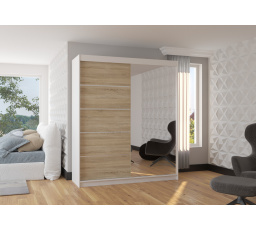 Posuvná skriňa so zrkadlom CARO 180 Biela+Sonoma