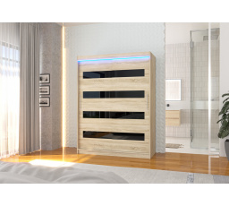 Posuvná skriňa s lacobelom a LED osvetlením MARTINEZ 150 Sonoma+Čierny Lacobel