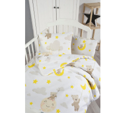 Bavlnená obliečka na vankúš 40x40 cm s detským motívom medvedík v oblakoch