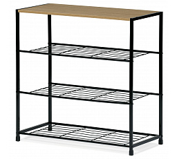 Skriňa na topánky, 3 police, MDF, dekor dub sonoma, čierny kov