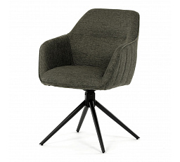 Jedálenská a konferenčná stolička, zelená látka, čierne kovové nohy, otočný mechanizmus
