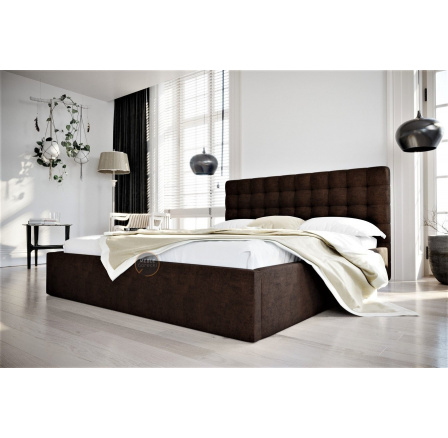Posteľ LOFT - 160x200, Kovová na plynových zdvihákoch, hnedá Posteľ LOFT - 160x200, Kovová na plynových zdvihákoch, hnedá