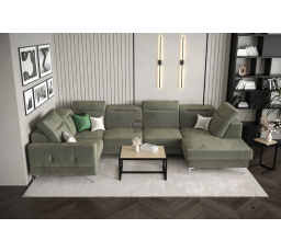 Rohová sedacia súprava MALIBU MAX II 180x350x182 cm - Olivová, ľavá strana