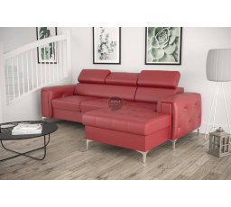 Rohová sedacia súprava ORION MINI s funkciou spania 255x165 cm prírodná koža - červená koža, pravá