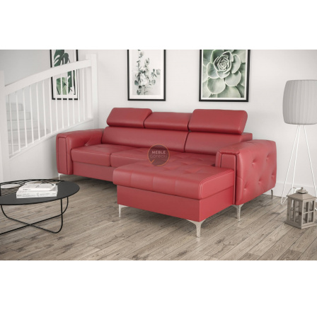 Rohová sedacia súprava ORION MINI s funkciou spania 255x165 cm prírodná koža - červená koža, pravá Rohová sedacia súprava ORION MINI s funkciou spania 255x165 cm prírodná koža - červená koža, pravá