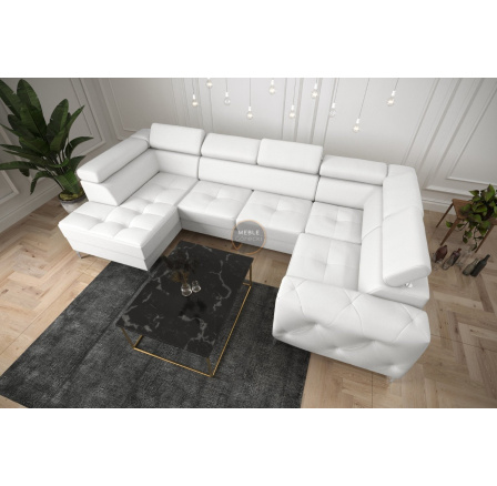 Rohová sedacia súprava ORION MAX II s funkciou spania 165x350x185 cm prírodná koža - biela koža, pravá Rohová sedacia súprava ORION MAX II s funkciou spania 165x350x185 cm prírodná koža - biela koža, pravá