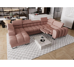 Rohová sedacia súprava ASPEN MAX II, relax 198x350x170 cm - pravá, ružová