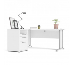 Písací stôl OFFICE 80400/44, Biela/Strieborná sivá