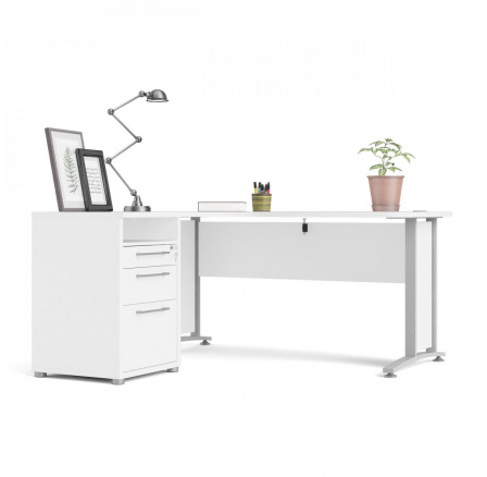 Písací stôl OFFICE 80400/44, Biela/Strieborná sivá