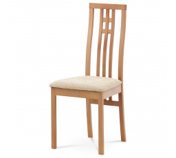 Jedálenská stolička, masívne bukové drevo, farba buk, krémové látkové čalúnenie