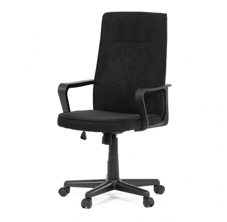 Kancelárska stolička, čierny plast, čierna látka, kolieska na tvrdú podlahu