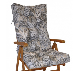 Poduška na teakové záhradné kreslo vysoké - motív listy na tmavej