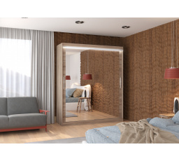 Posuvná skriňa so zrkadlom a LED osvetlením ETTORE 180 Truffle+Truffle