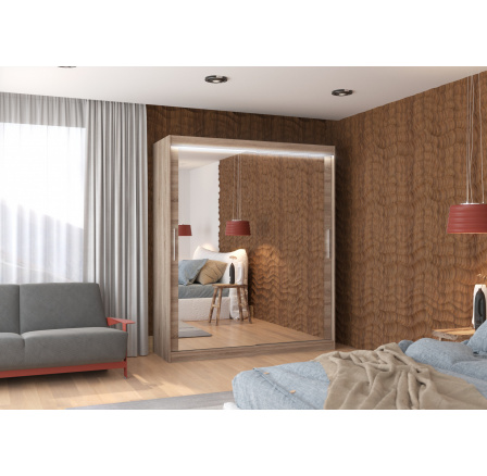 Posuvná skriňa so zrkadlom a LED osvetlením ETTORE 180 Truffle+Truffle Posuvná skriňa so zrkadlom a LED osvetlením ETTORE 180 Truffle+Truffle