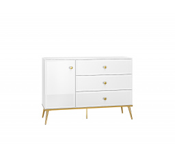 Komoda GOLDIN 05, Alpská biela/Biely Lesk