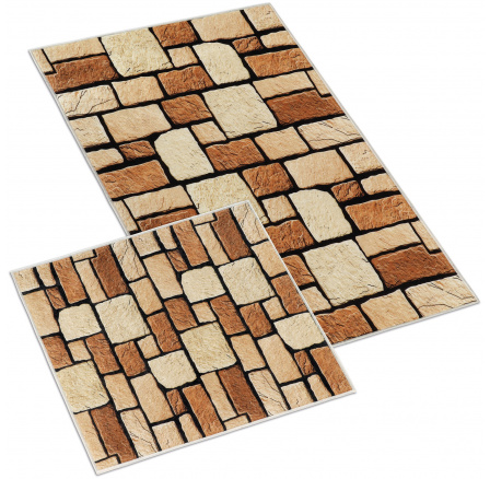 Kúpeľňová sada predložiek 3D 60x100+60x50cm bez výrezu kamenná dlažba