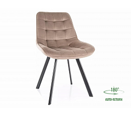 Jedálenská otočná stolička MONTI VELVET, Tmavo Béžový Bluvel 40/Čierna