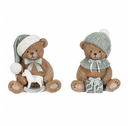 Medvěd s čepicí - polyresinová figurka, mix 2 druhů, cena za 1 ks Medvěd s čepicí - polyresinová figurka, mix 2 druhů, cena za 1 ks