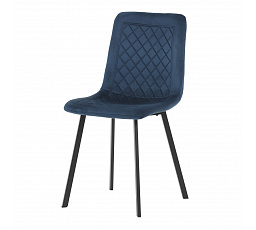 Jedálenská stolička, modrý zamat, čierny matný kov